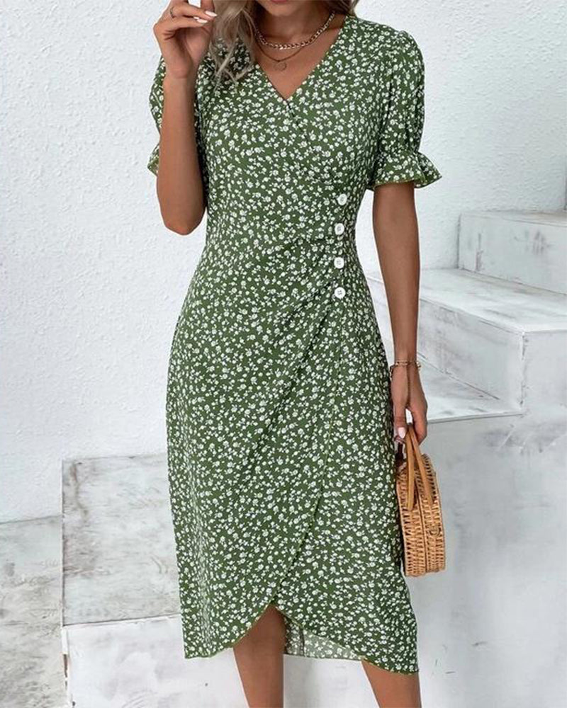 Sandra™ - Floral V-Neck Dress