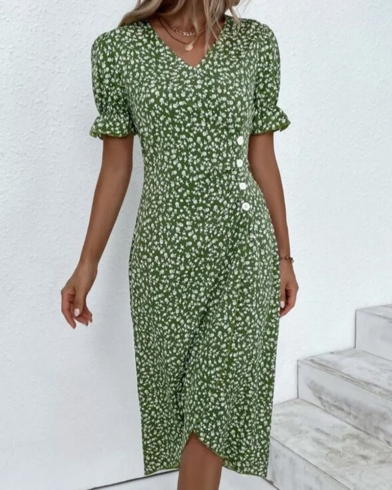 Sandra™ - Floral V-Neck Dress