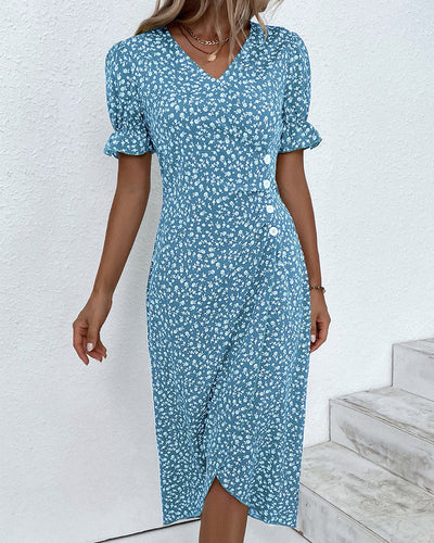 Sandra™ - Floral V-Neck Dress