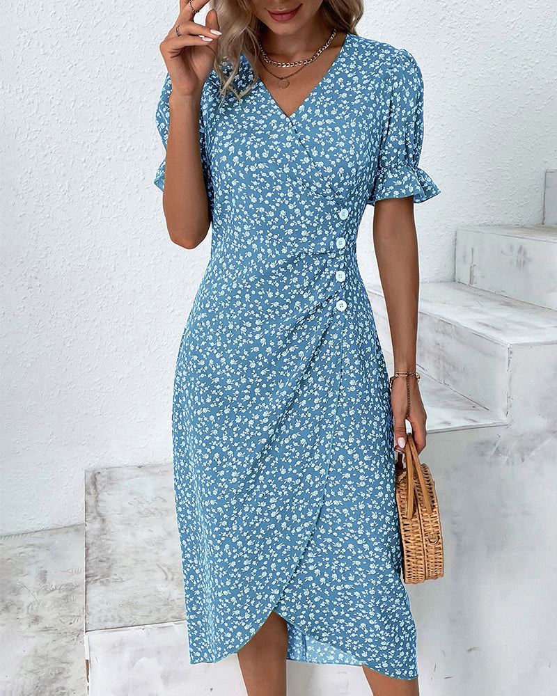 Sandra™ - Floral V-Neck Dress