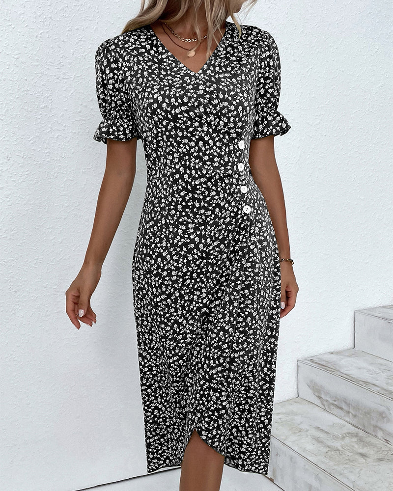 Sandra™ - Floral V-Neck Dress