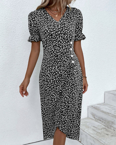 Sandra™ - Floral V-Neck Dress