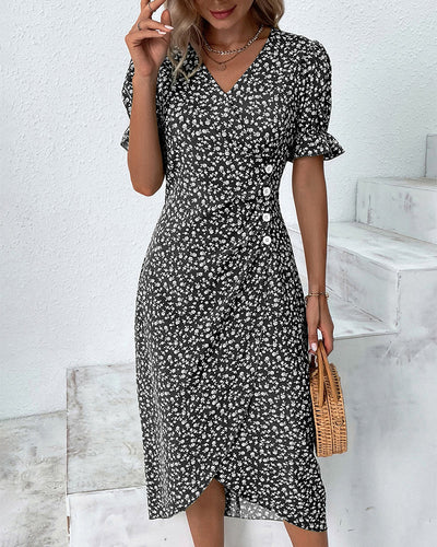Sandra™ - Floral V-Neck Dress