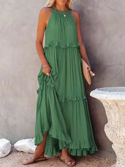 Amelia™ - Halter Ruffle Maxi Dress