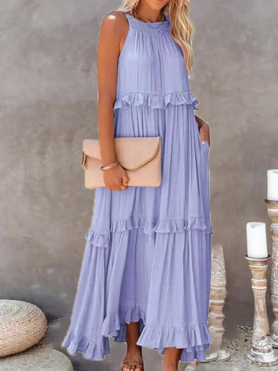 Amelia™ - Halter Ruffle Maxi Dress