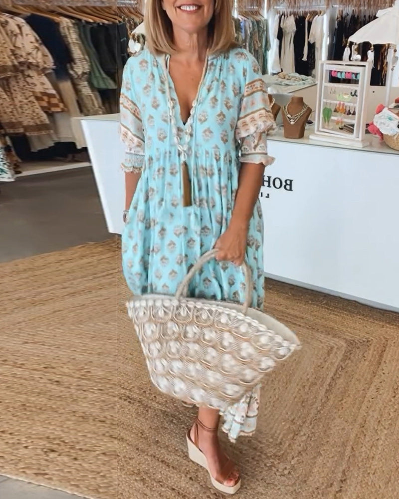Marina | Printed V-Neck Dress