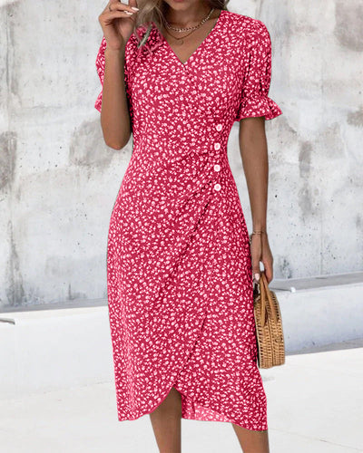 Sandra™ - Floral V-Neck Dress