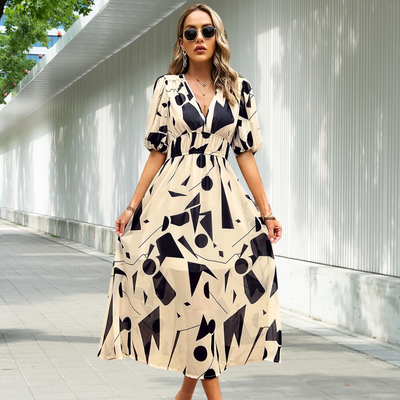 LUNA | TIMELESS MIDI DRESS WITH PUFF SLEEVES