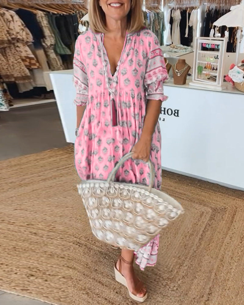 Marina | Printed V-Neck Dress