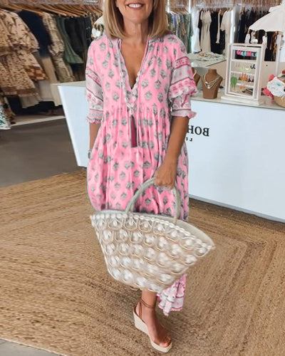 Marina | Printed V-Neck Dress