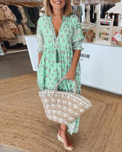 Marina | Printed V-Neck Dress