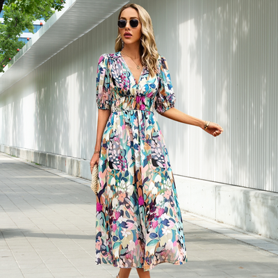 LUNA | TIMELESS MIDI DRESS WITH PUFF SLEEVES