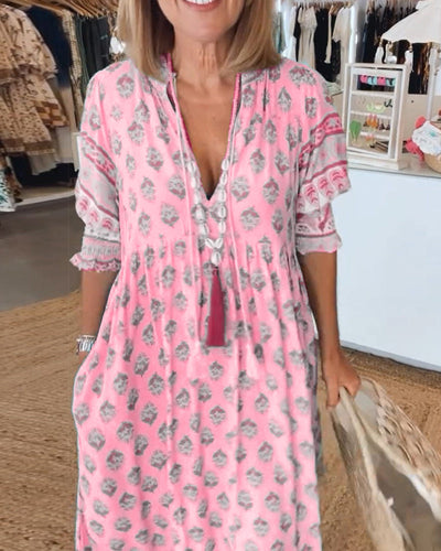 Marina | Printed V-Neck Dress