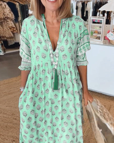 Marina | Printed V-Neck Dress