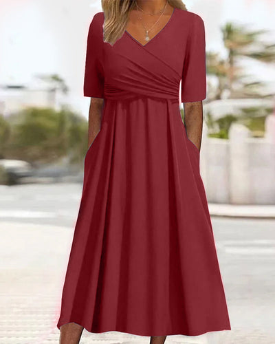 Maria - Graceful V-Neck Midi Dress