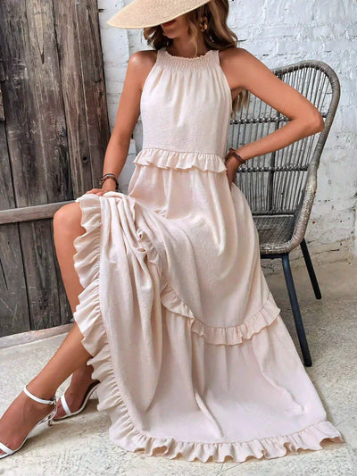 Amelia™ - Halter Ruffle Maxi Dress