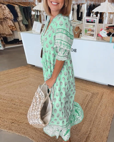 Marina | Printed V-Neck Dress
