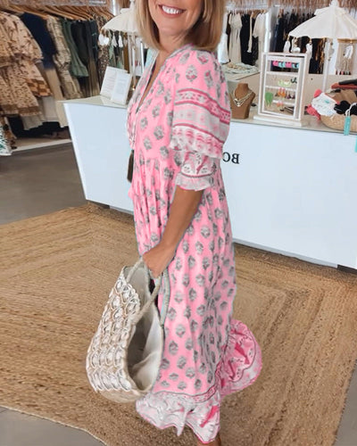 Marina | Printed V-Neck Dress