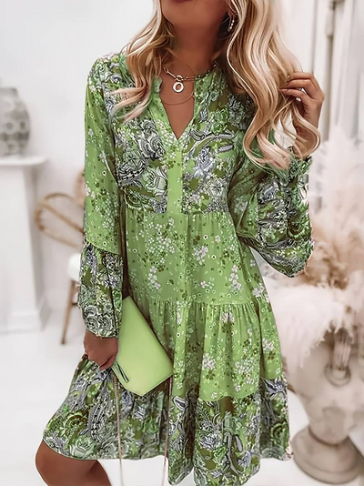 Ashley™ | PRINTED BELLY COVERING BOHO DRESS