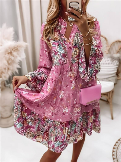 Ashley™ | PRINTED BELLY COVERING BOHO DRESS