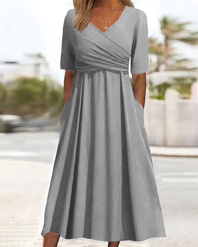 Maria - Graceful V-Neck Midi Dress
