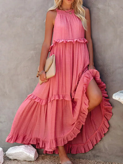 Amelia™ - Halter Ruffle Maxi Dress