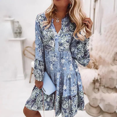 Ashley™ | PRINTED BELLY COVERING BOHO DRESS