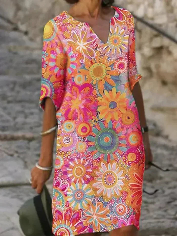 Vivienne™ - Colourful Floral Dress