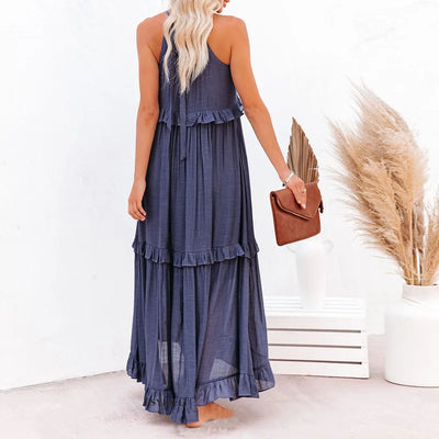 Amelia™ - Halter Ruffle Maxi Dress