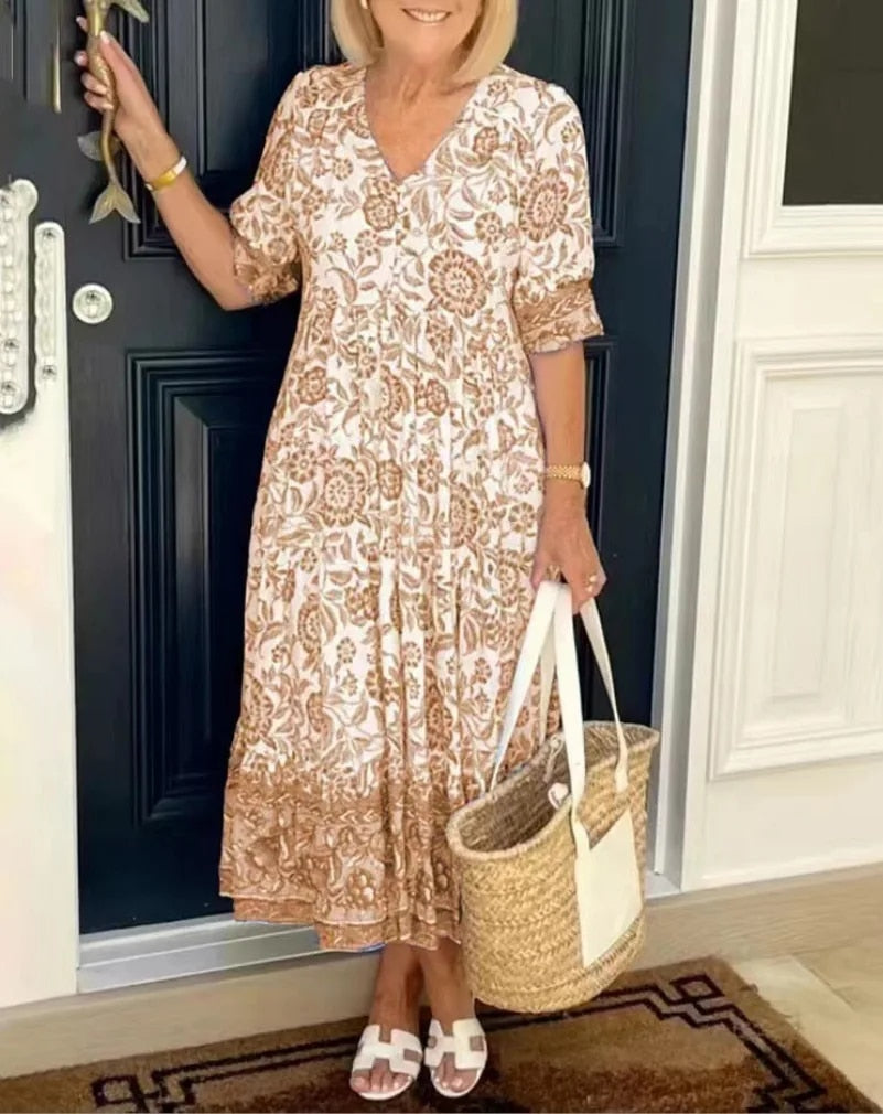 Linda™ - Elegant Floral Dress