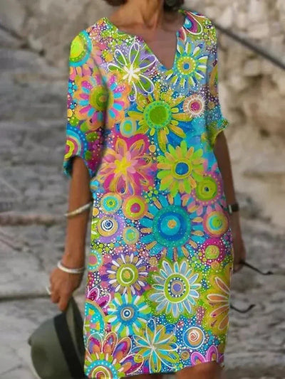 Vivienne™ - Colourful Floral Dress