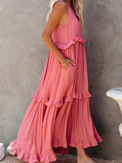 Amelia™ - Halter Ruffle Maxi Dress
