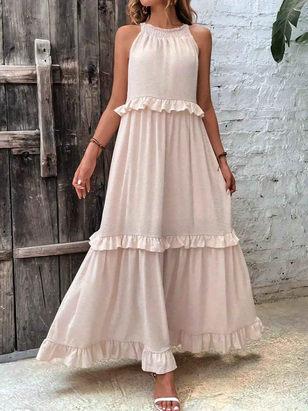 Amelia™ - Halter Ruffle Maxi Dress