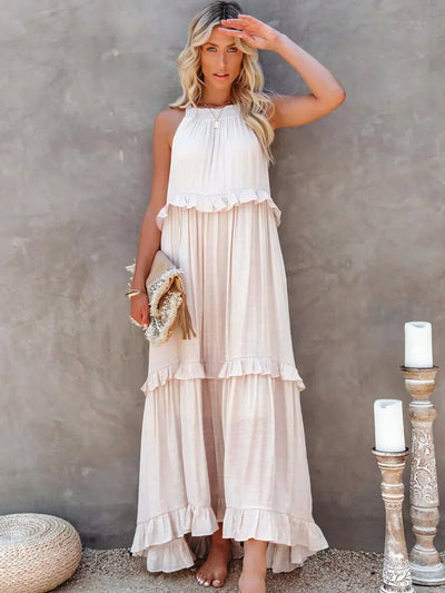 Amelia™ - Halter Ruffle Maxi Dress