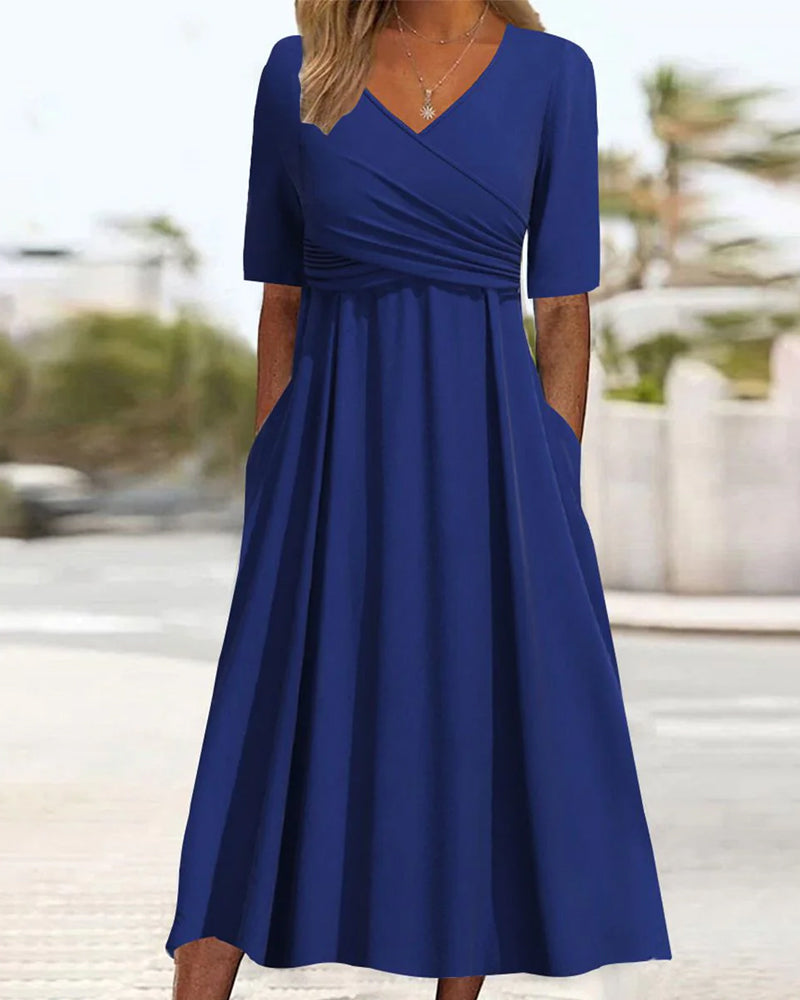 Maria - Graceful V-Neck Midi Dress