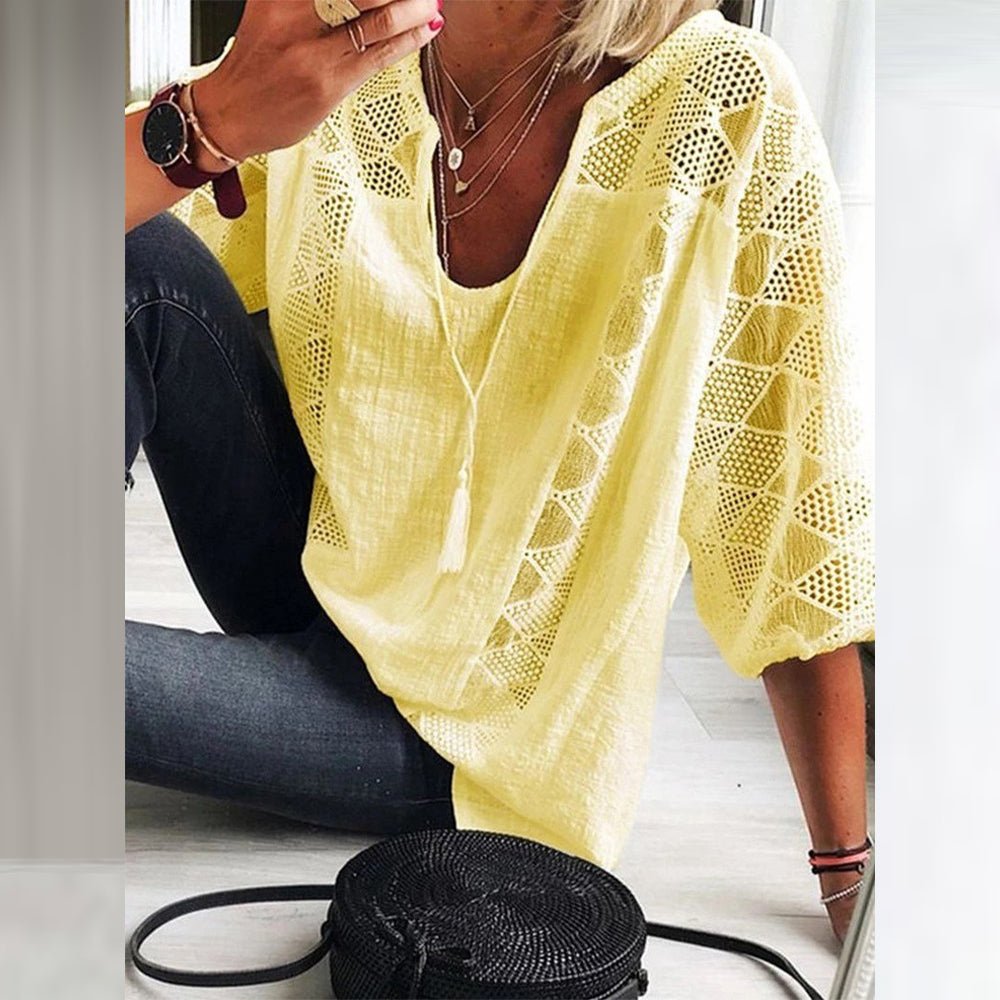 Serena™ | Boho Crochet-Detail Blouse