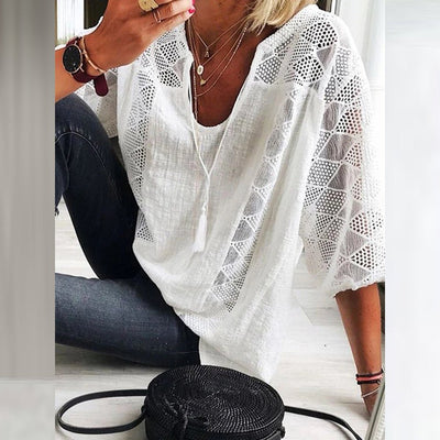 Serena™ | Boho Crochet-Detail Blouse