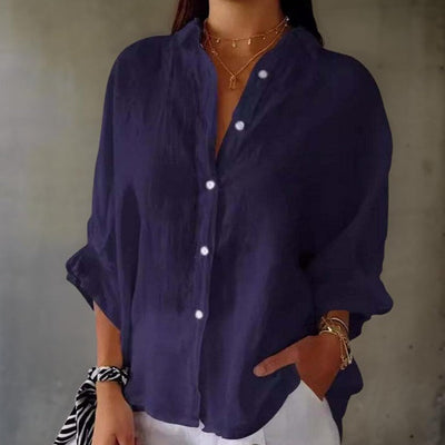 LINDA™ - ELEGANT LINEN POLO BLOUSE